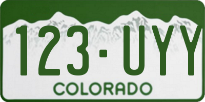 CO license plate 123UYY