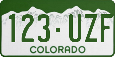 CO license plate 123UZF
