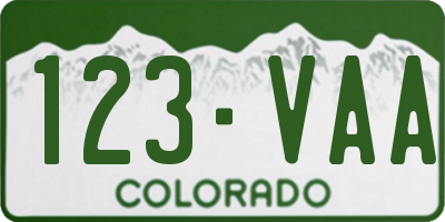 CO license plate 123VAA