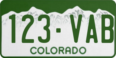 CO license plate 123VAB