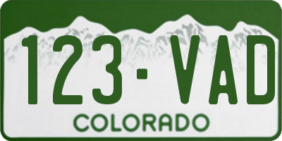 CO license plate 123VAD