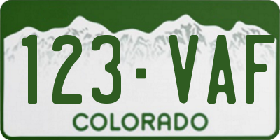 CO license plate 123VAF