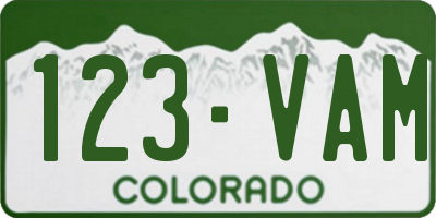 CO license plate 123VAM