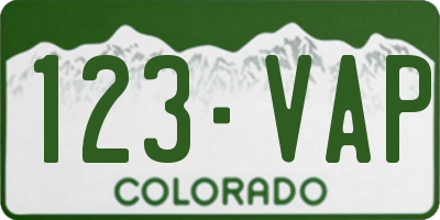 CO license plate 123VAP