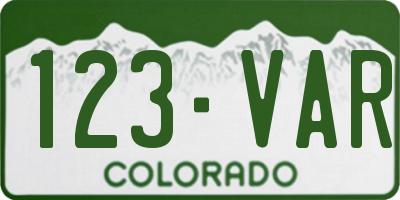 CO license plate 123VAR
