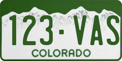 CO license plate 123VAS