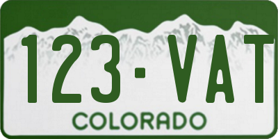 CO license plate 123VAT