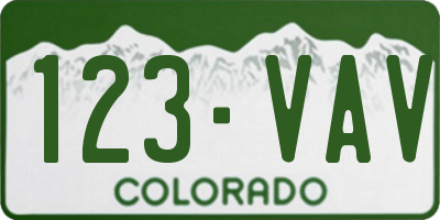 CO license plate 123VAV