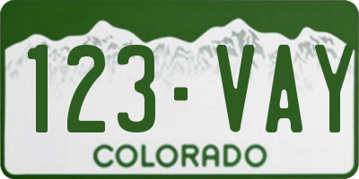 CO license plate 123VAY