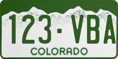 CO license plate 123VBA