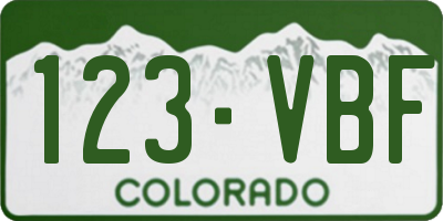 CO license plate 123VBF