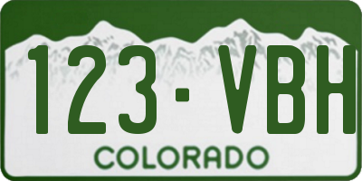 CO license plate 123VBH