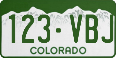 CO license plate 123VBJ