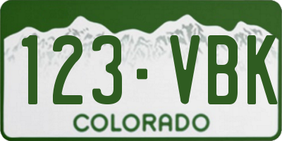 CO license plate 123VBK
