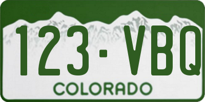 CO license plate 123VBQ