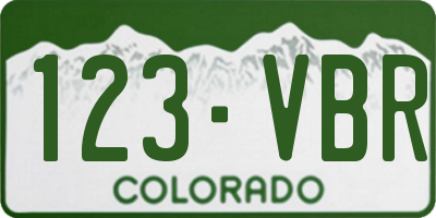 CO license plate 123VBR