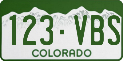CO license plate 123VBS