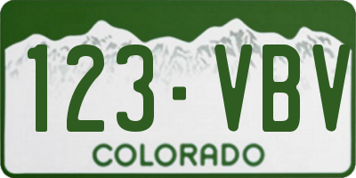 CO license plate 123VBV