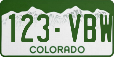 CO license plate 123VBW