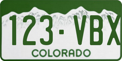 CO license plate 123VBX