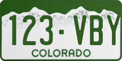 CO license plate 123VBY