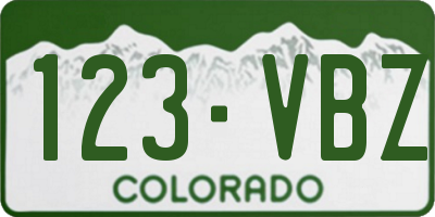 CO license plate 123VBZ