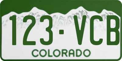 CO license plate 123VCB