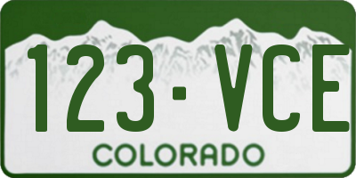 CO license plate 123VCE