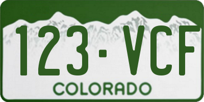 CO license plate 123VCF