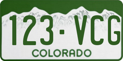 CO license plate 123VCG