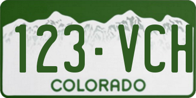 CO license plate 123VCH