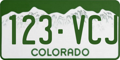 CO license plate 123VCJ