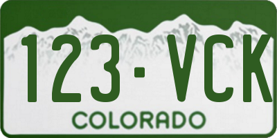 CO license plate 123VCK
