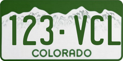 CO license plate 123VCL