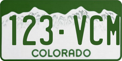CO license plate 123VCM