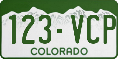 CO license plate 123VCP