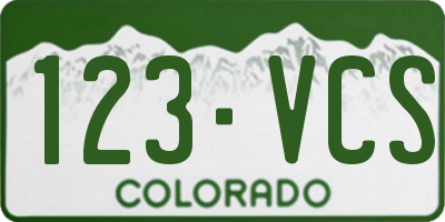CO license plate 123VCS