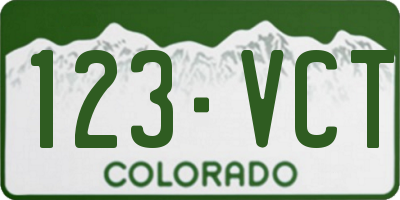 CO license plate 123VCT