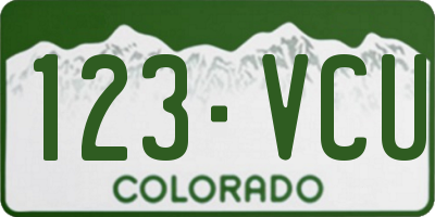 CO license plate 123VCU