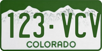 CO license plate 123VCV