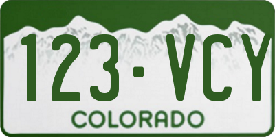 CO license plate 123VCY