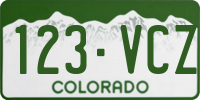 CO license plate 123VCZ