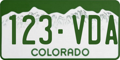 CO license plate 123VDA