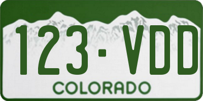 CO license plate 123VDD