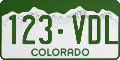 CO license plate 123VDL
