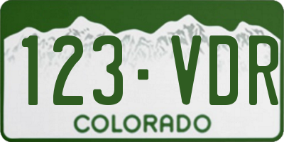 CO license plate 123VDR