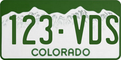 CO license plate 123VDS