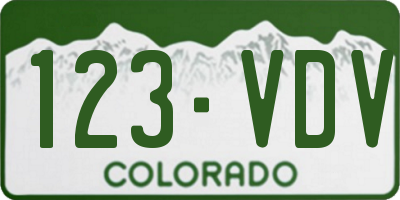 CO license plate 123VDV