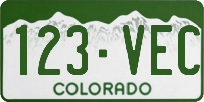 CO license plate 123VEC