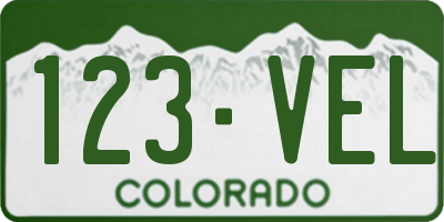 CO license plate 123VEL